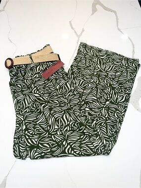 LOVE SCARLETT Linen Wide Leg Pants with Woven Belt
